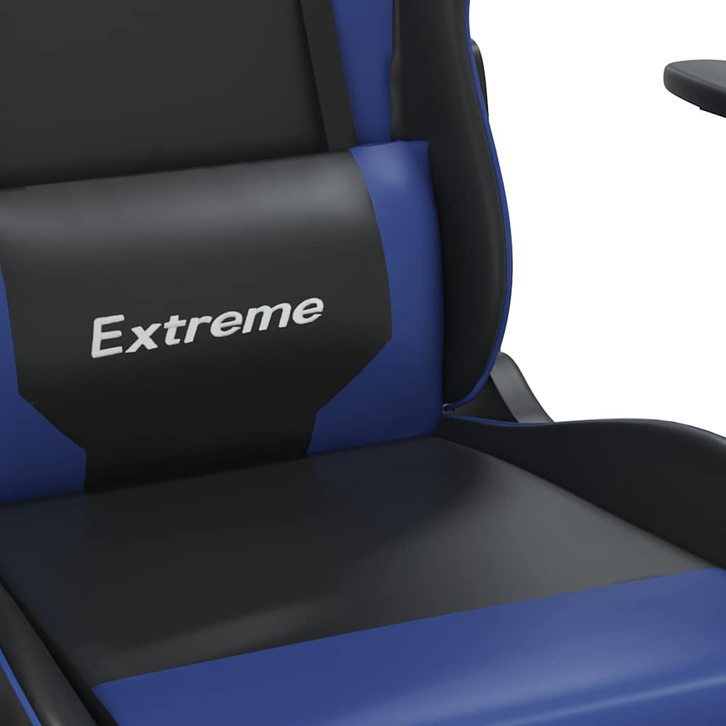 Massage Gaming Chair Black&Blue Faux Leather