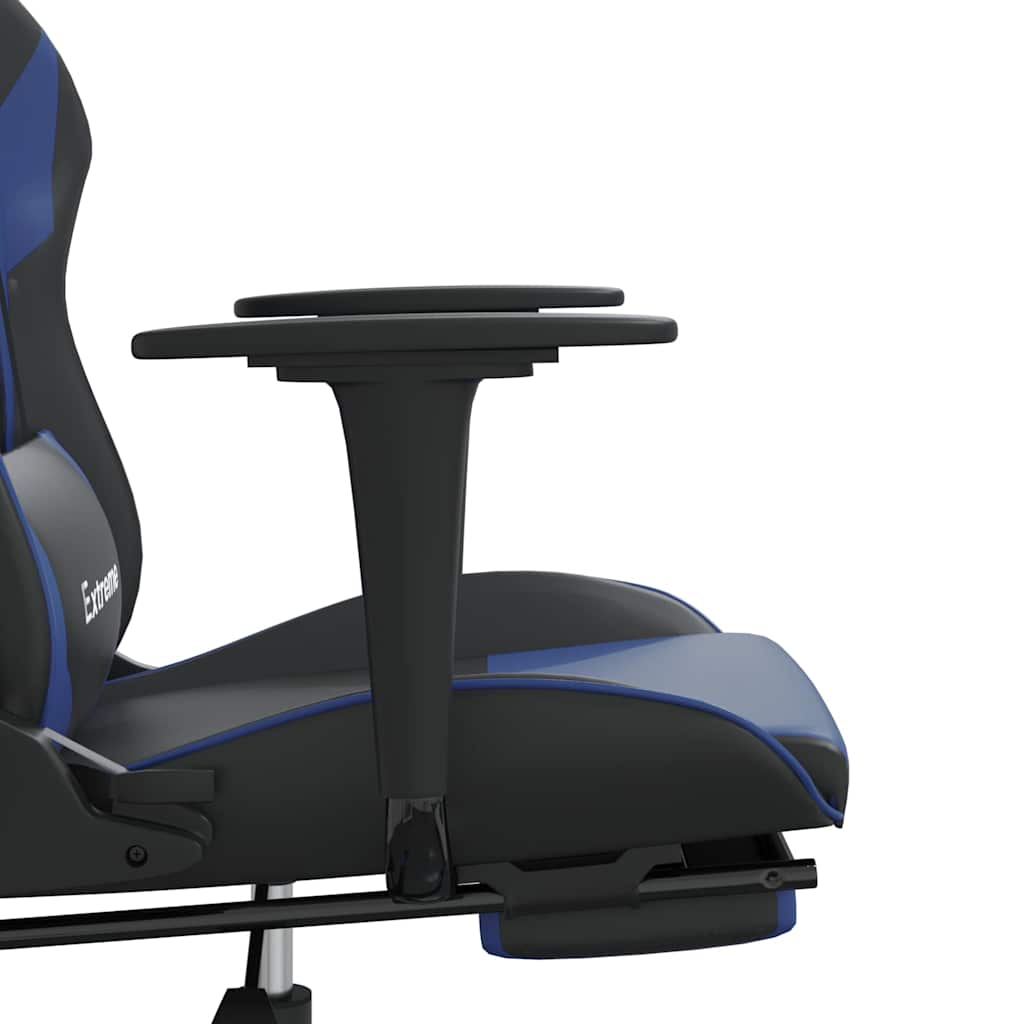 Massage Gaming Chair Black&Blue Faux Leather