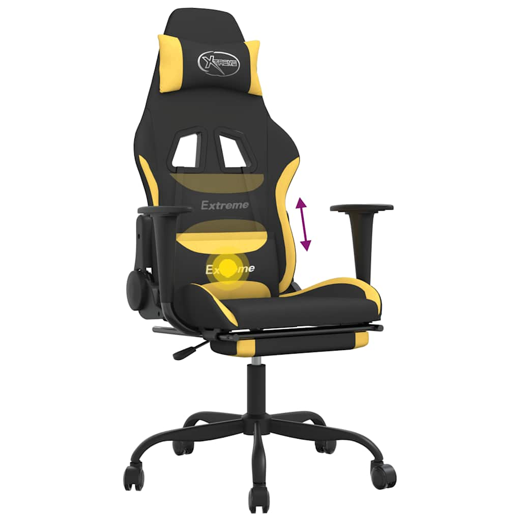 Massage Gaming Chair Black And Yellow Fabric