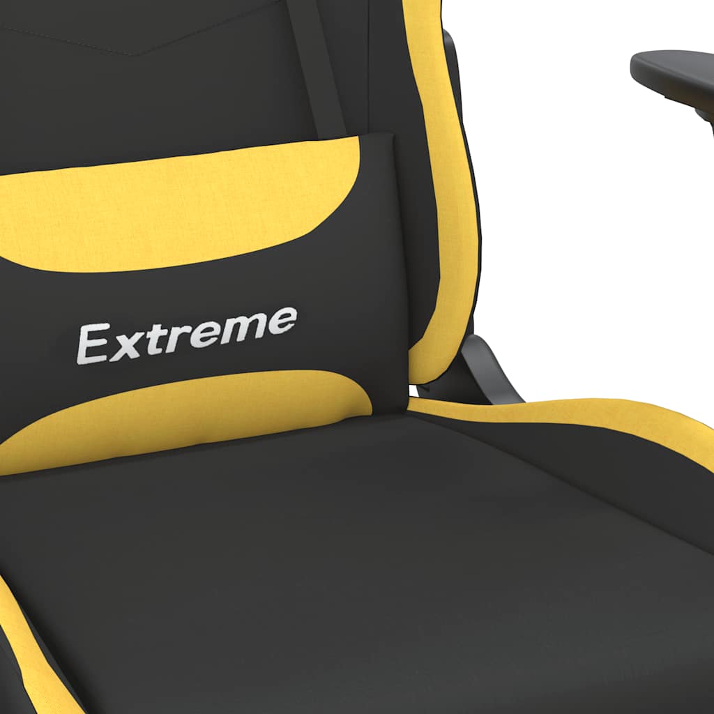 Massage Gaming Chair Black And Yellow Fabric