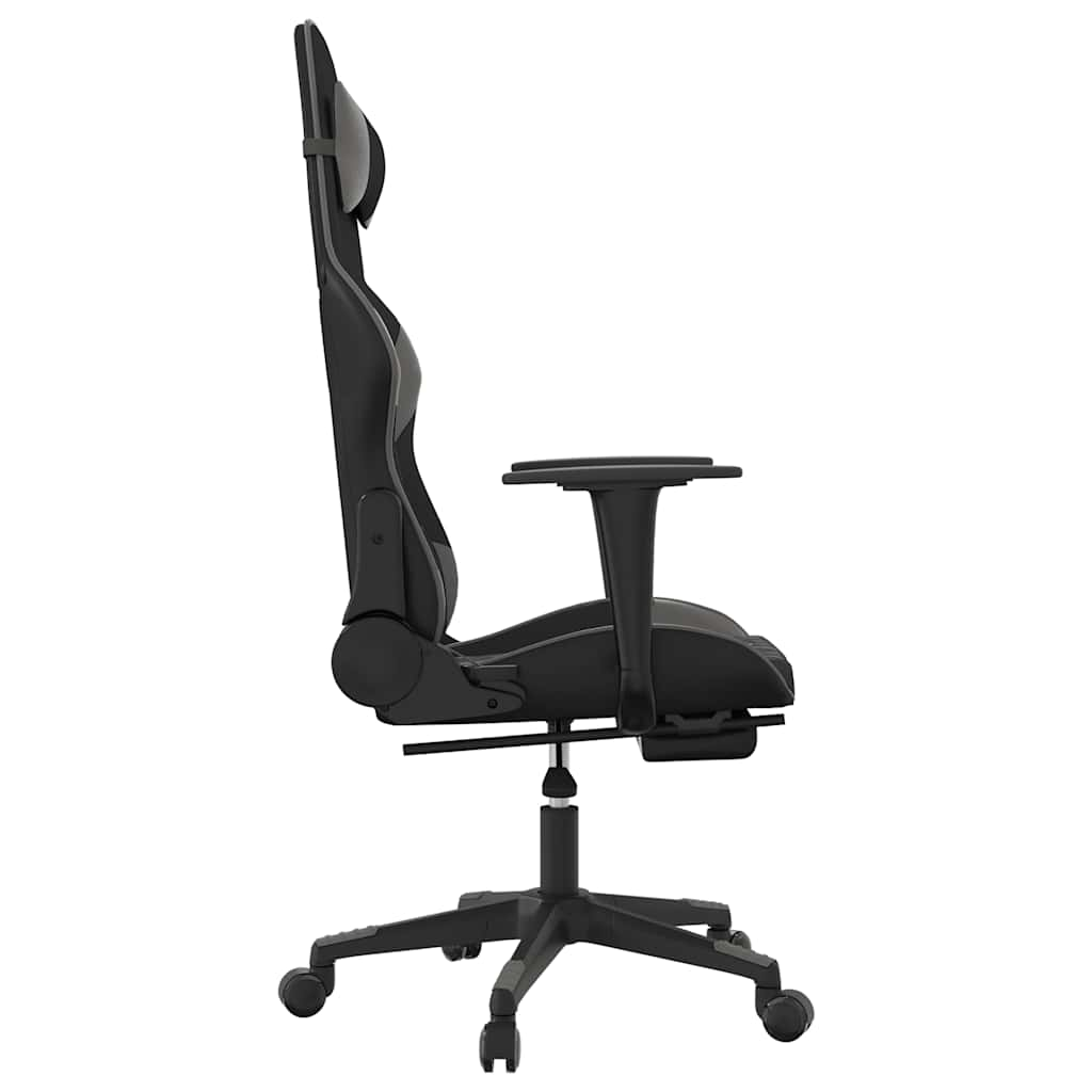 Massage Gaming Chair Black&Gray Faux Leather