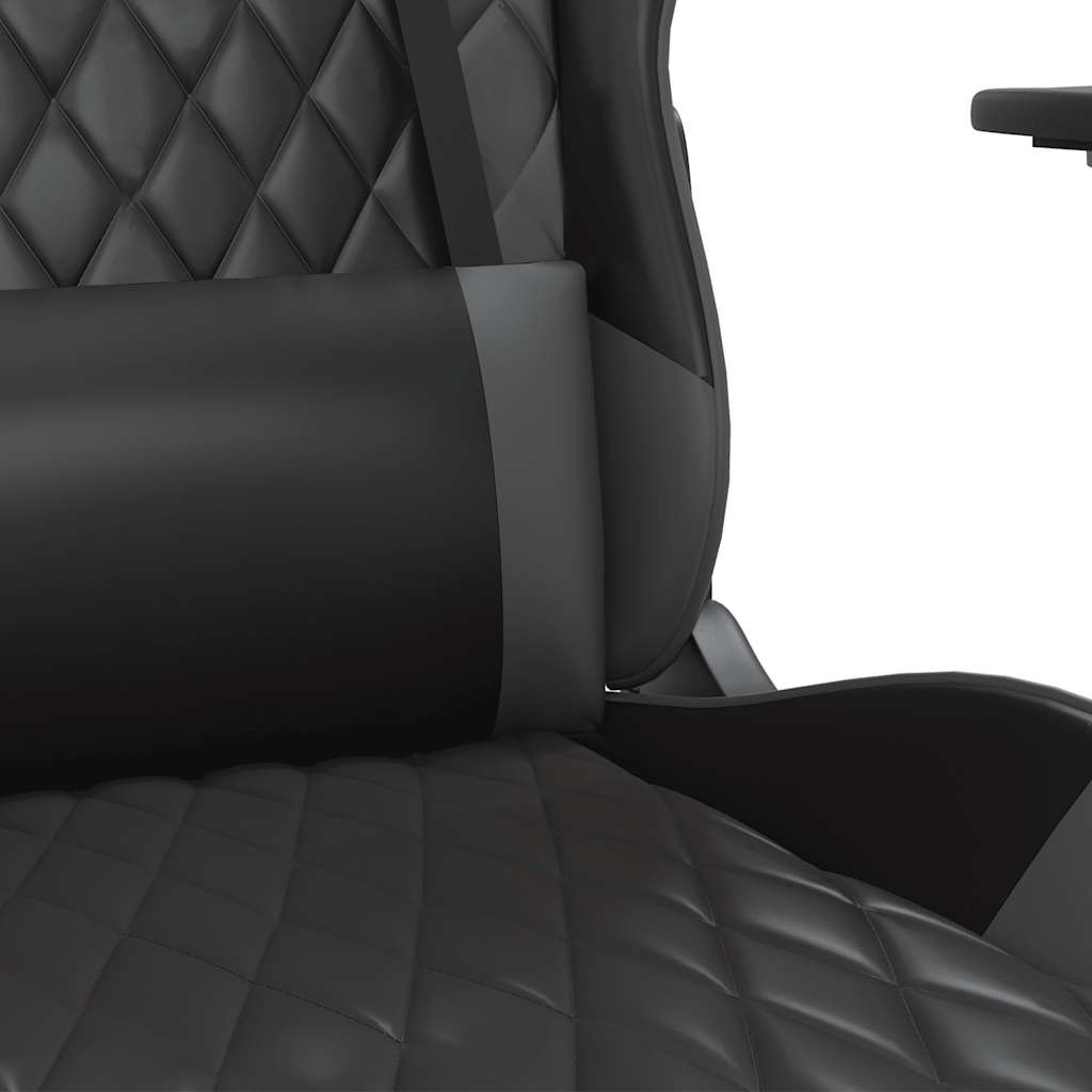 Massage Gaming Chair Black&Gray Faux Leather