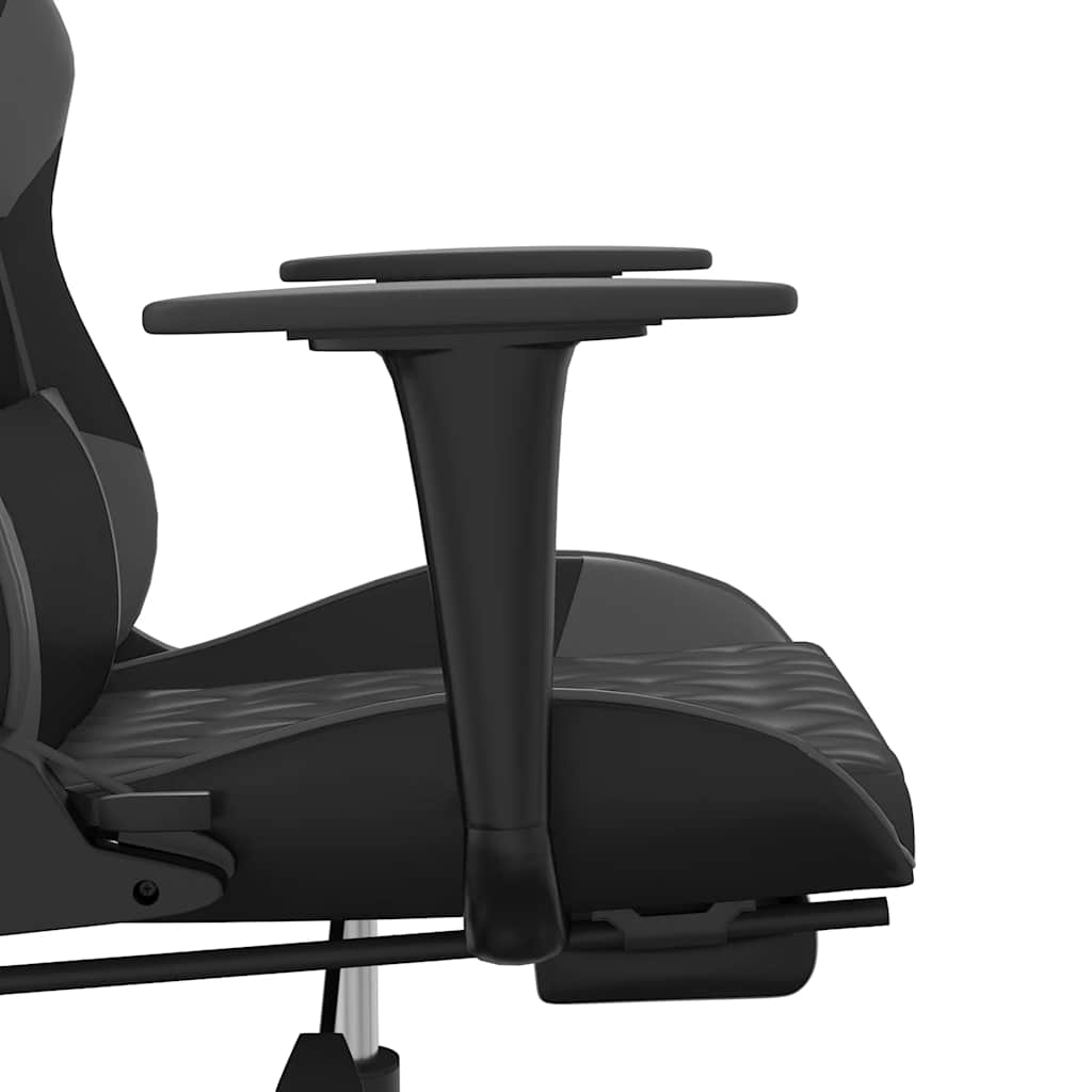 Massage Gaming Chair Black&Gray Faux Leather