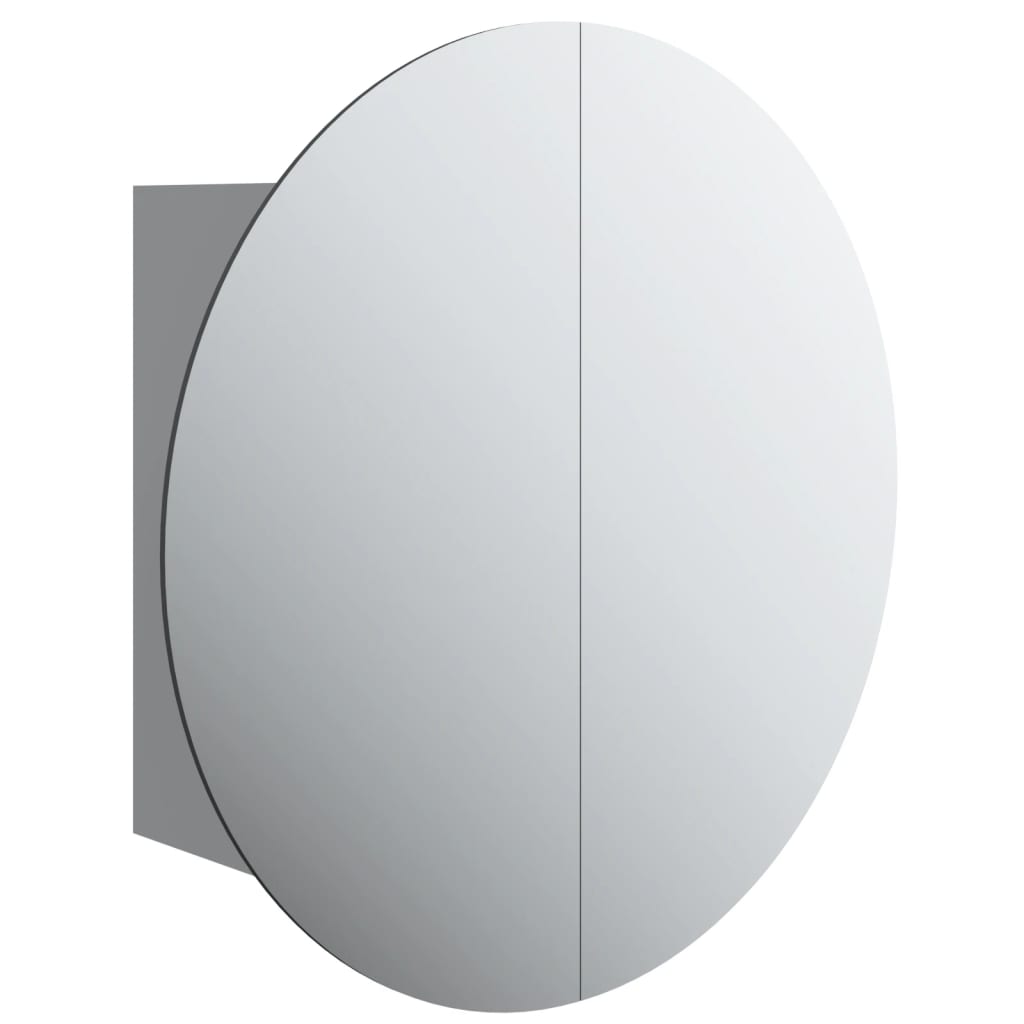 Bathroom Cabinet With Round Mirror&Led