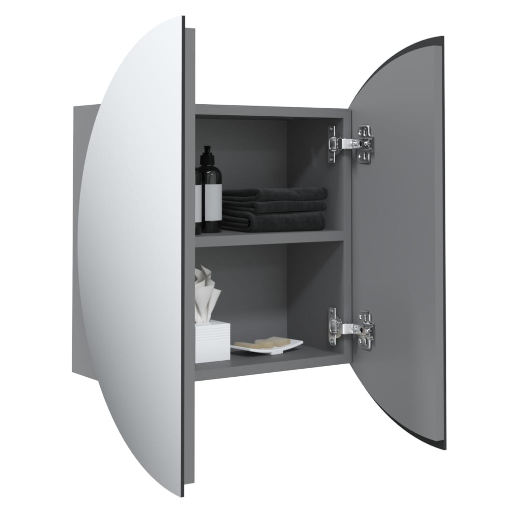 Bathroom Cabinet With Round Mirror&Led