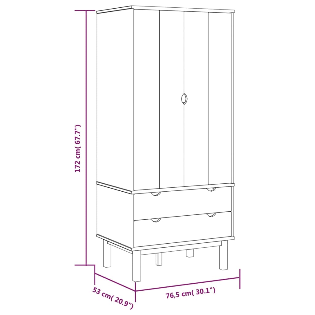 Wardrobe Otta 30.1&quot;X20.9&quot;X67.7&quot; Solid Wood Pine