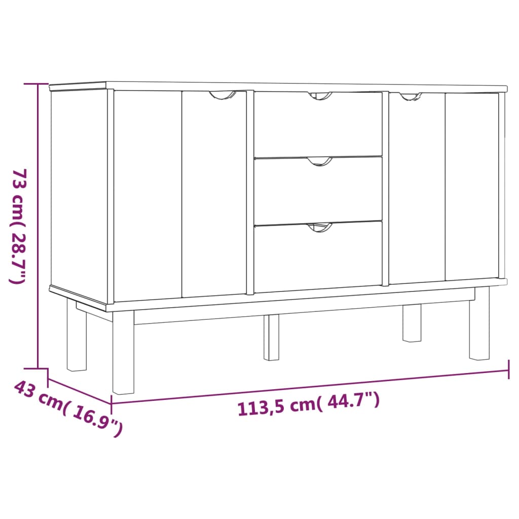 Sideboard Otta 44.7&quot;X16.9&quot;X28.7&quot; Solid Wood Pine