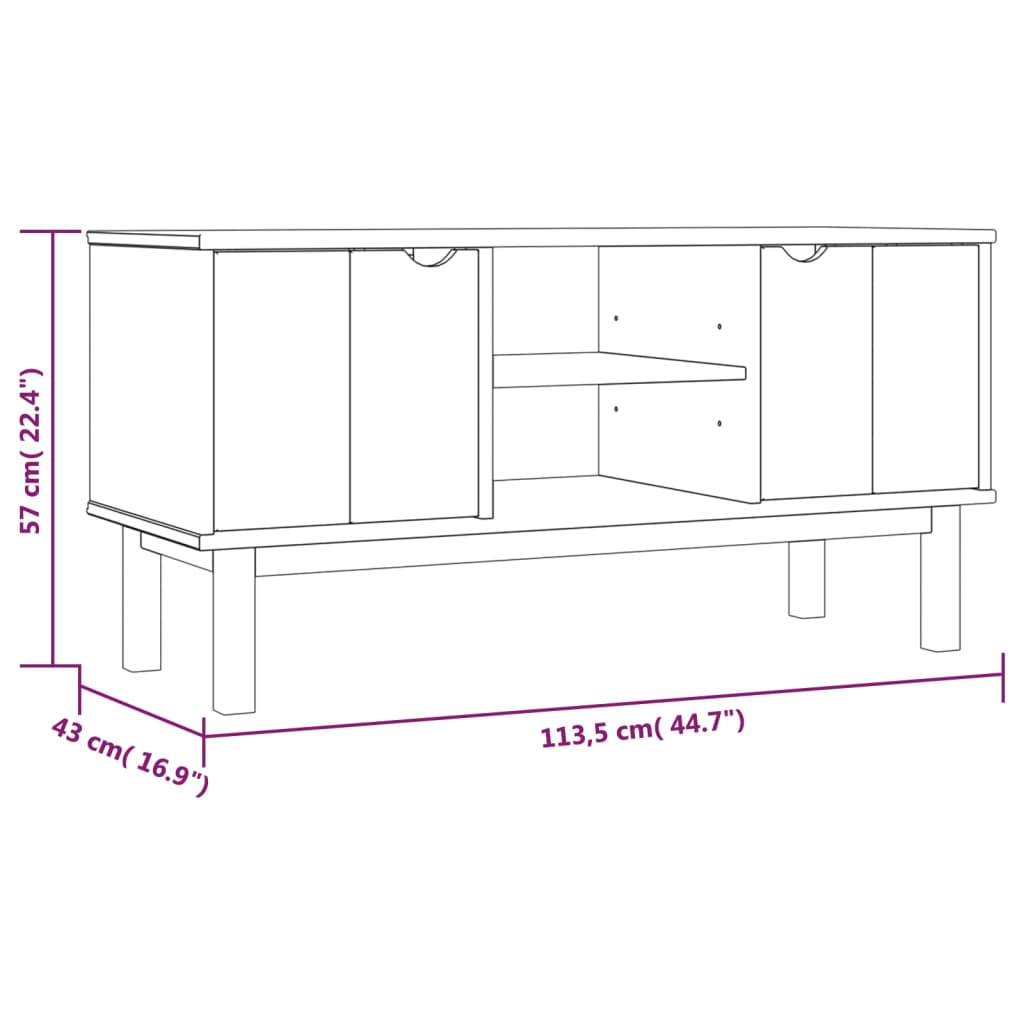 Tv Stand Otta 44.7&quot;X16.9&quot;X22.4&quot; Solid Wood Pine