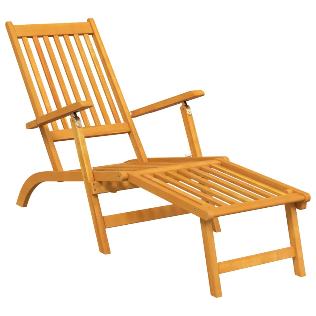 Patio Deck Chairs With Footrests 2 Pcs Solid Wood Acacia