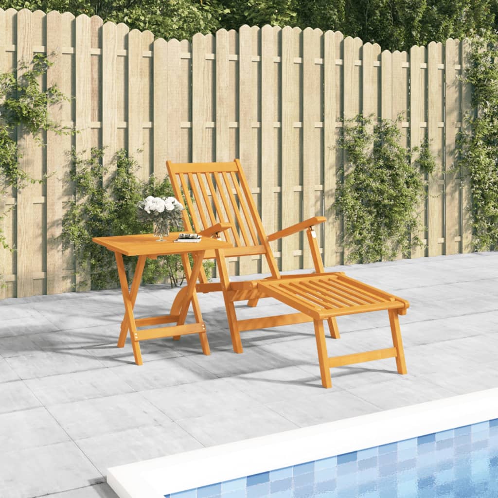 Patio Deck Chairs With Footrests 2 Pcs Solid Wood Acacia