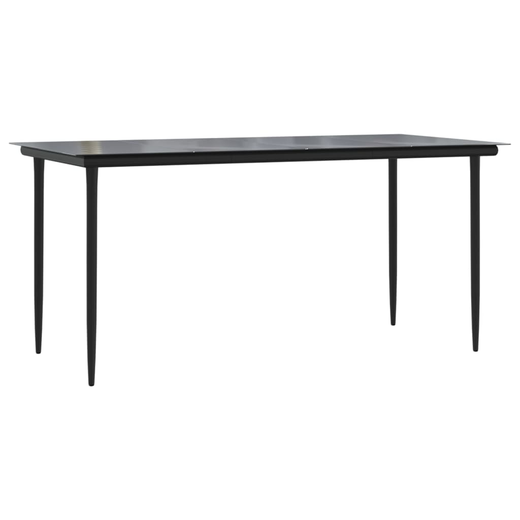 Patio Dining Table Black Steel And Tempered Glass