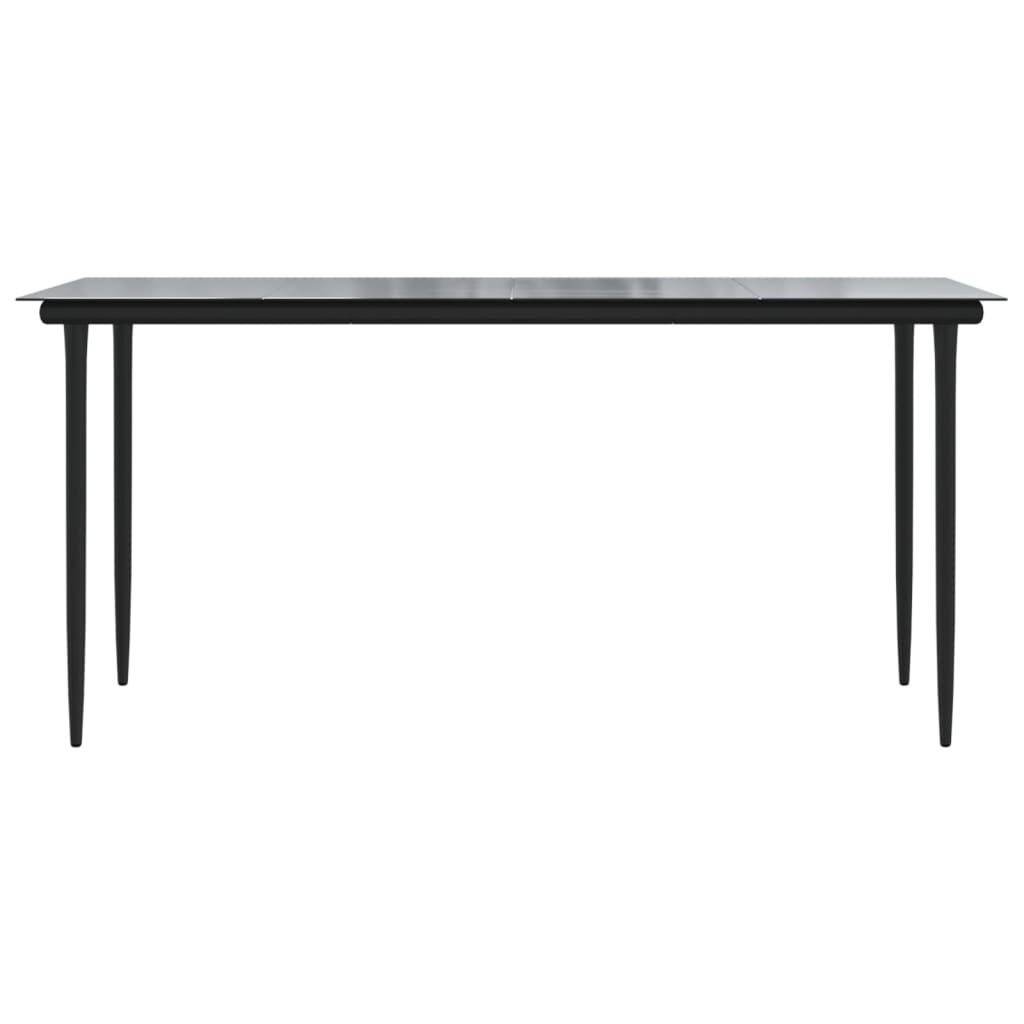 Patio Dining Table Black Steel And Tempered Glass