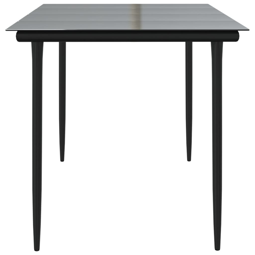 Patio Dining Table Black Steel And Tempered Glass