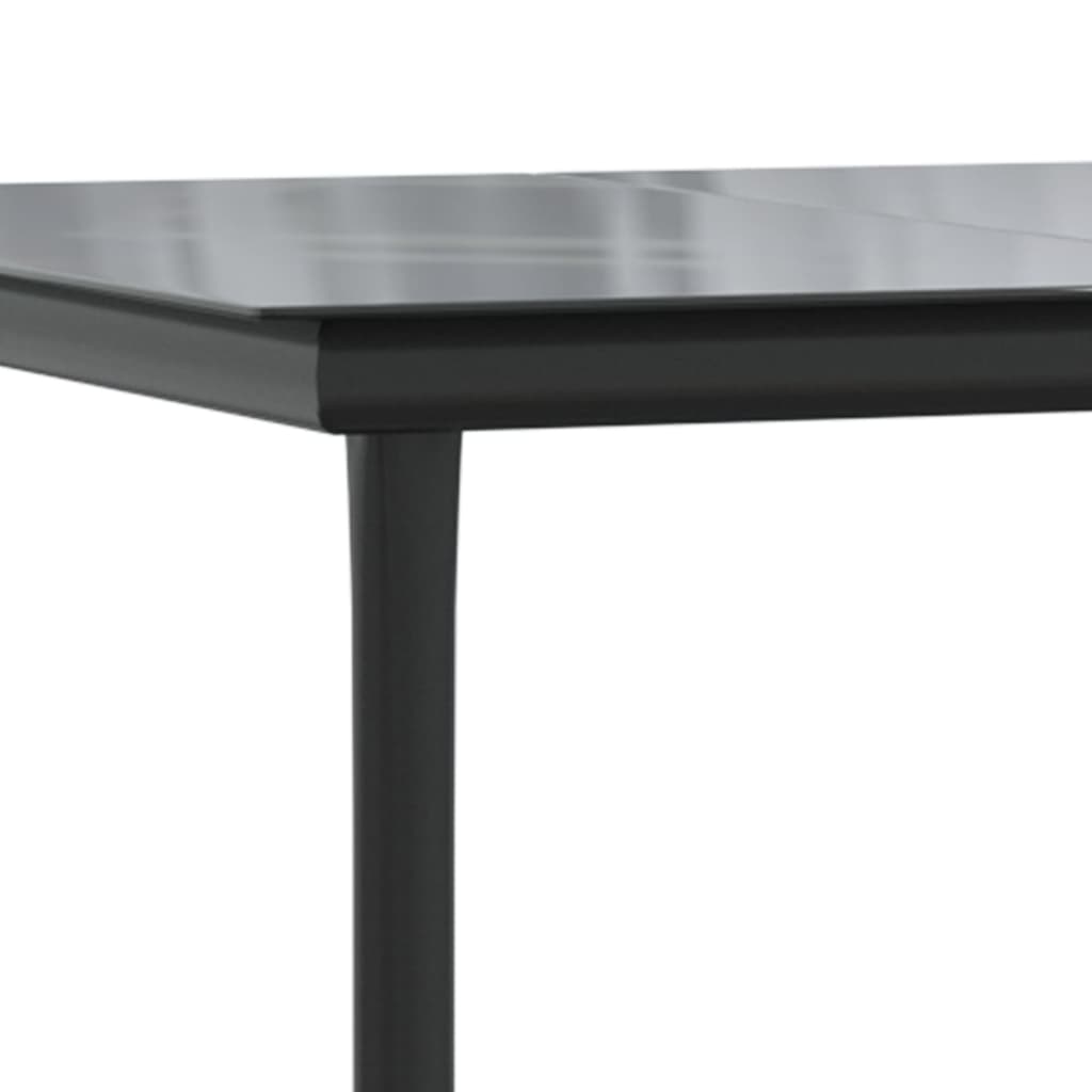 Patio Dining Table Black Steel And Tempered Glass