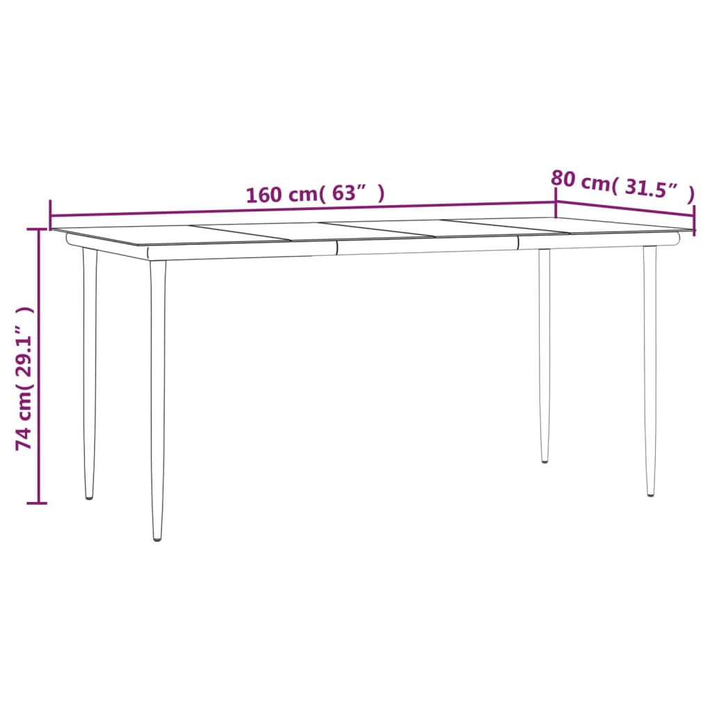 Patio Dining Table Black Steel And Tempered Glass