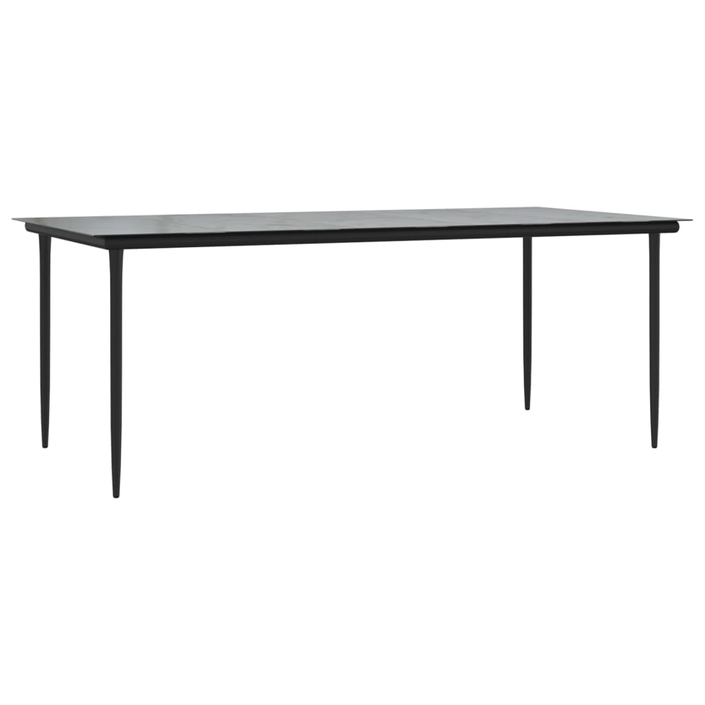 Patio Dining Table Black 78.7&quot;X39.4&quot;X29.1&quot; Steel And Tempered Glass