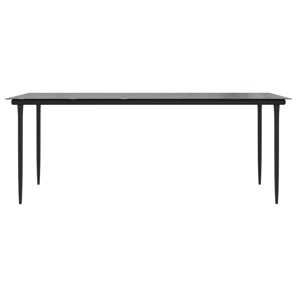 Patio Dining Table Black 78.7&quot;X39.4&quot;X29.1&quot; Steel And Tempered Glass