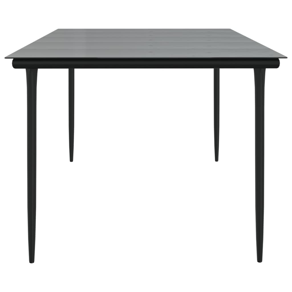 Patio Dining Table Black 78.7&quot;X39.4&quot;X29.1&quot; Steel And Tempered Glass