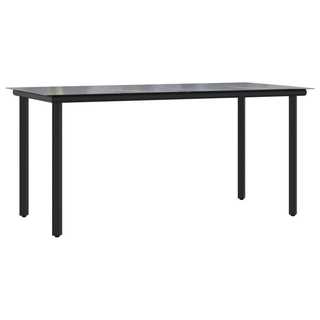 Patio Dining Table Black Steel And Tempered Glass