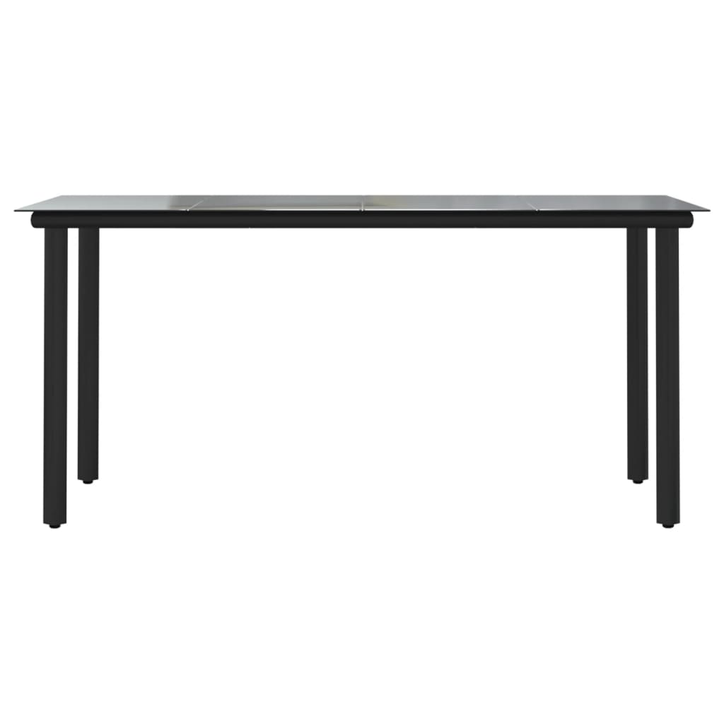 Patio Dining Table Black Steel And Tempered Glass