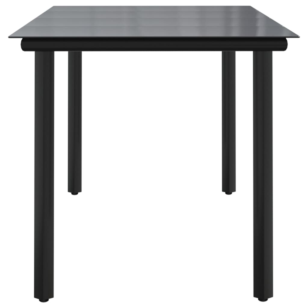 Patio Dining Table Black Steel And Tempered Glass