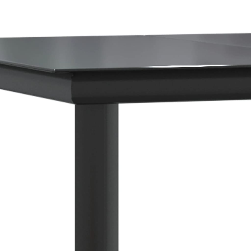 Patio Dining Table Black Steel And Tempered Glass