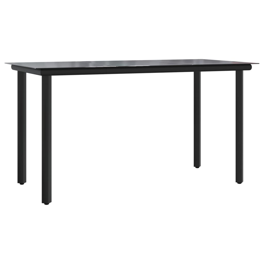 Patio Dining Table Black 78.7&quot;X39.4&quot;X29.1&quot; Steel And Tempered Glass