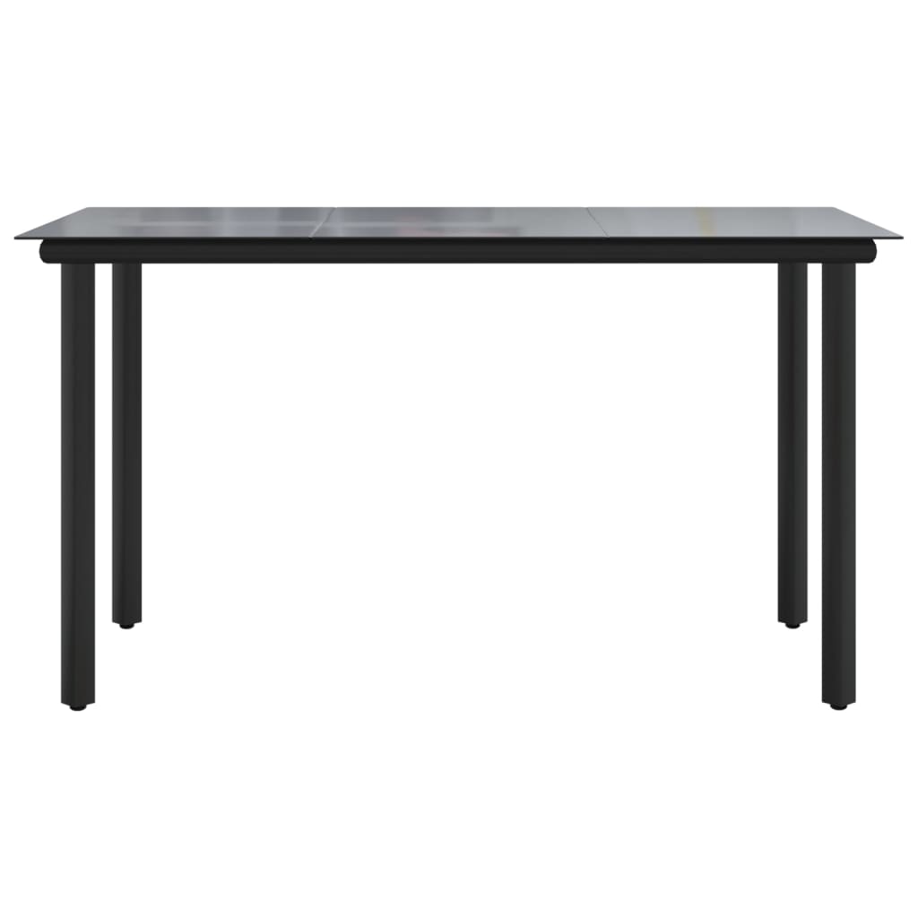 Patio Dining Table Black 78.7&quot;X39.4&quot;X29.1&quot; Steel And Tempered Glass