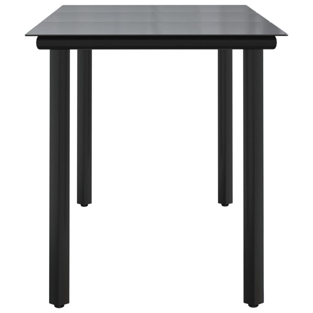 Patio Dining Table Black 78.7&quot;X39.4&quot;X29.1&quot; Steel And Tempered Glass