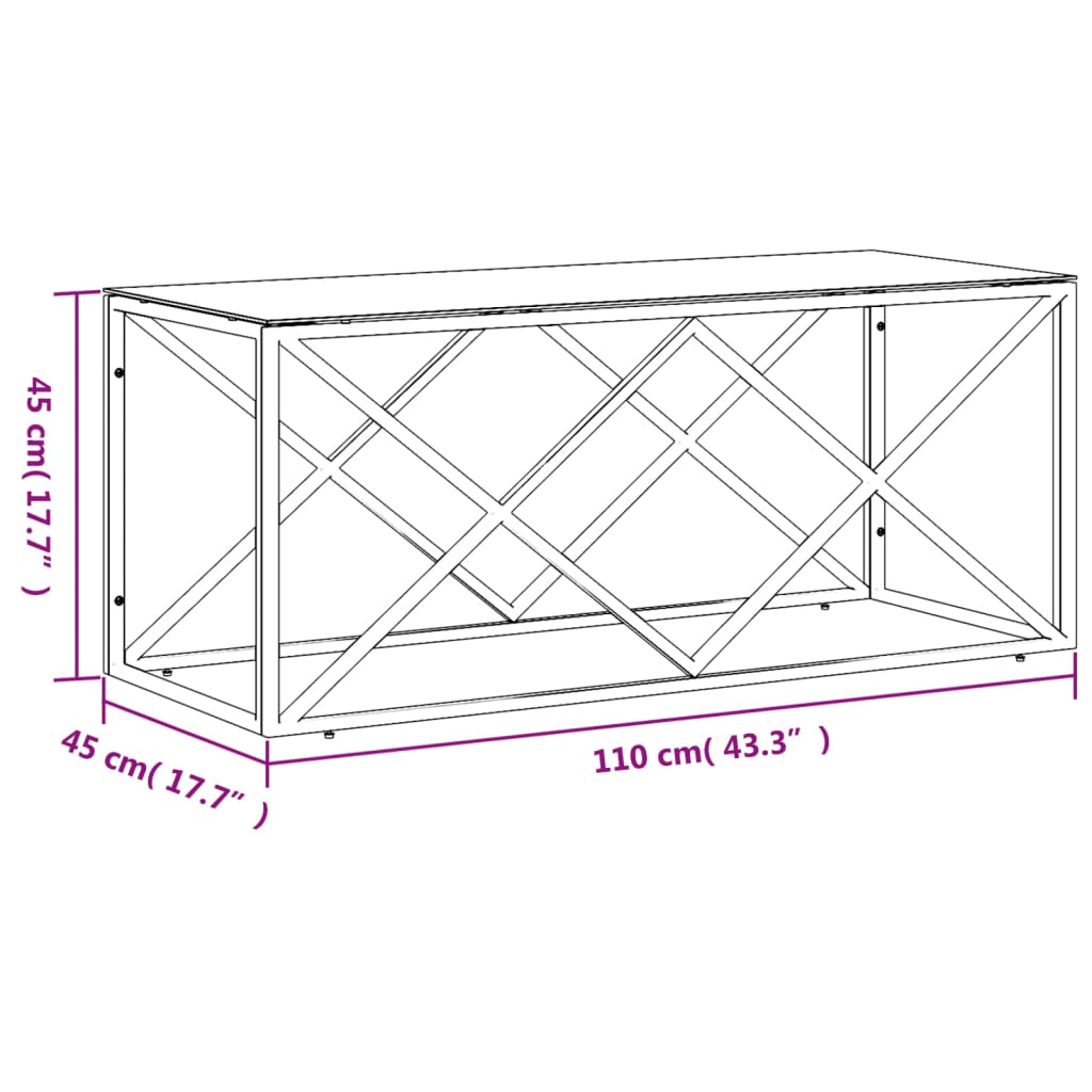 Coffee Table 43.3&quot;X17.7&quot;X17.7&quot; Stainless Steel And