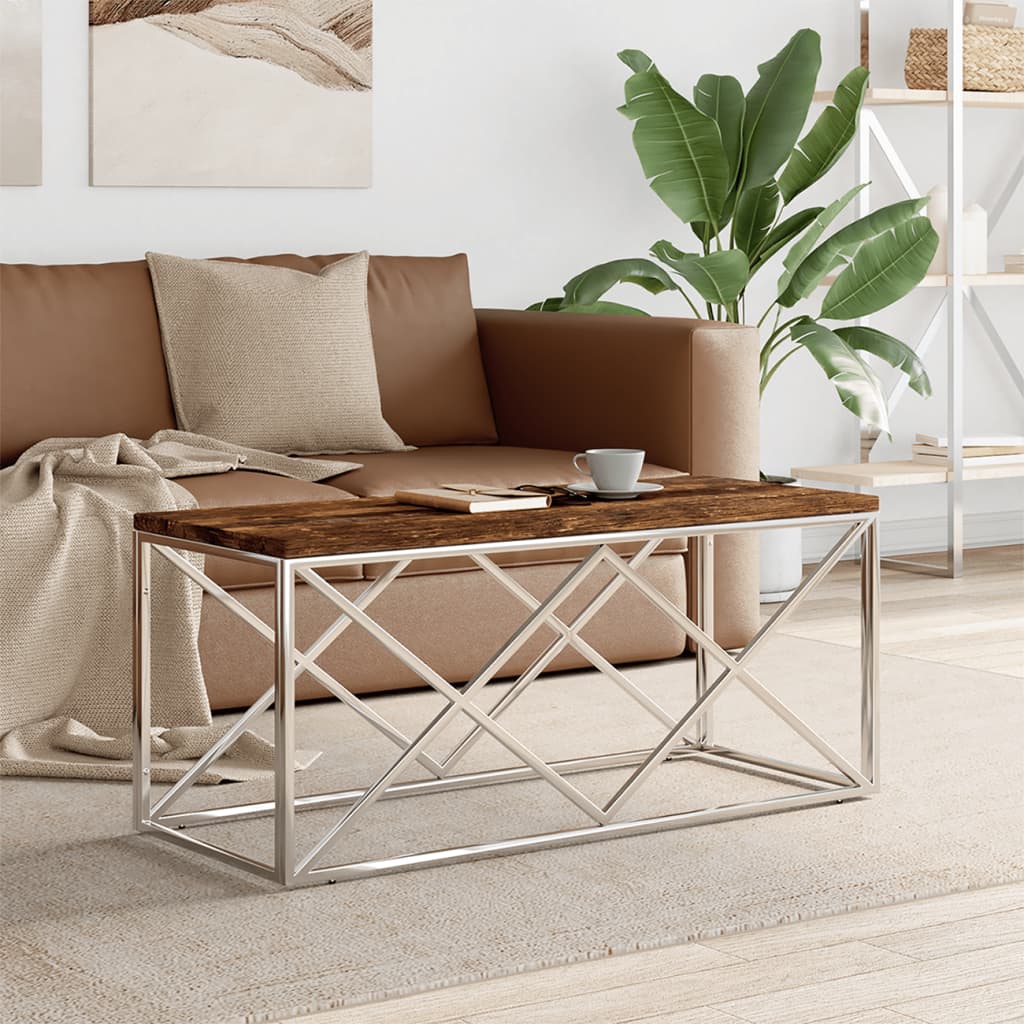 Coffee Table 43.3&quot;X17.7&quot;X17.7&quot; Stainless Steel And