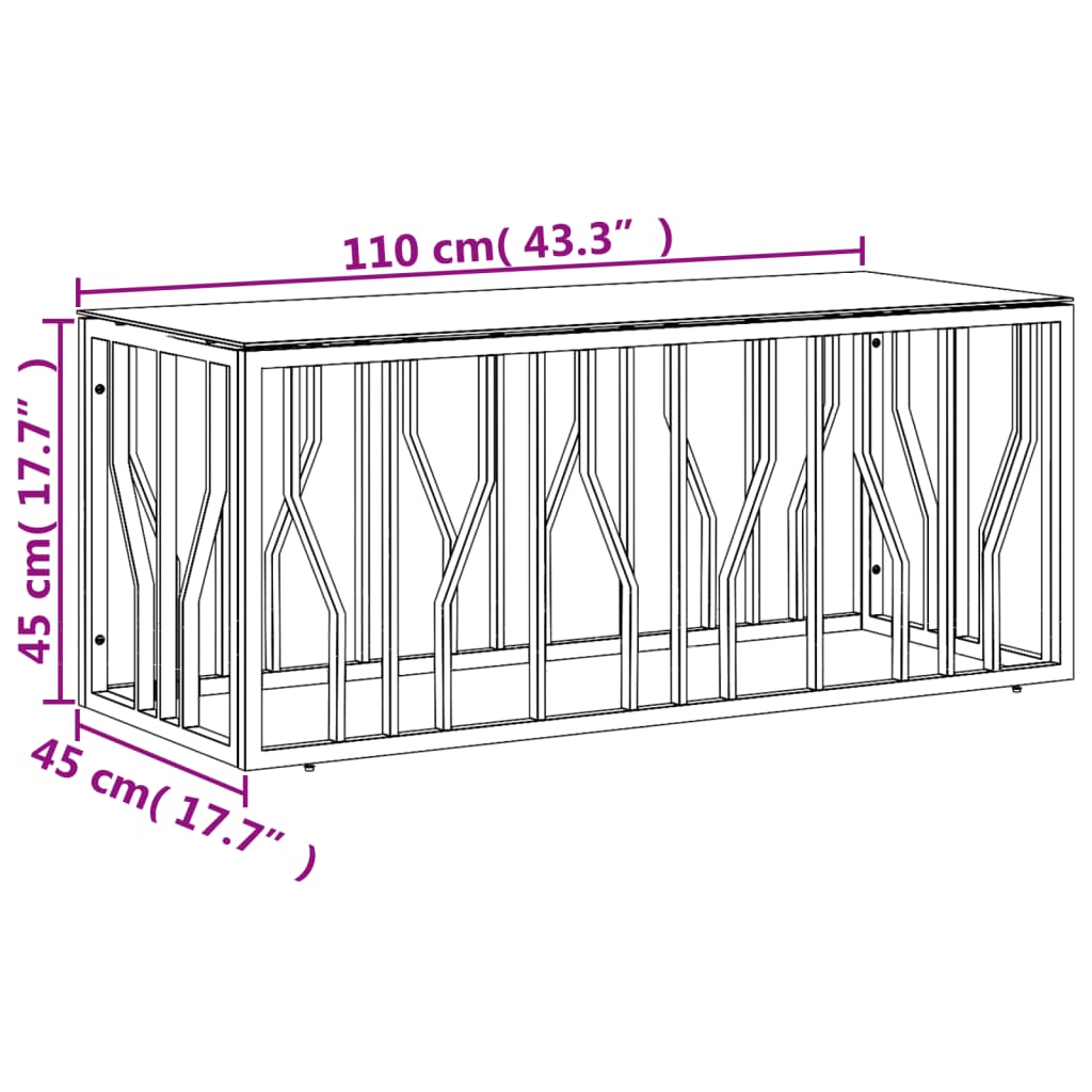 Coffee Table 43.3&quot;X17.7&quot;X17.7&quot; Stainless Steel And