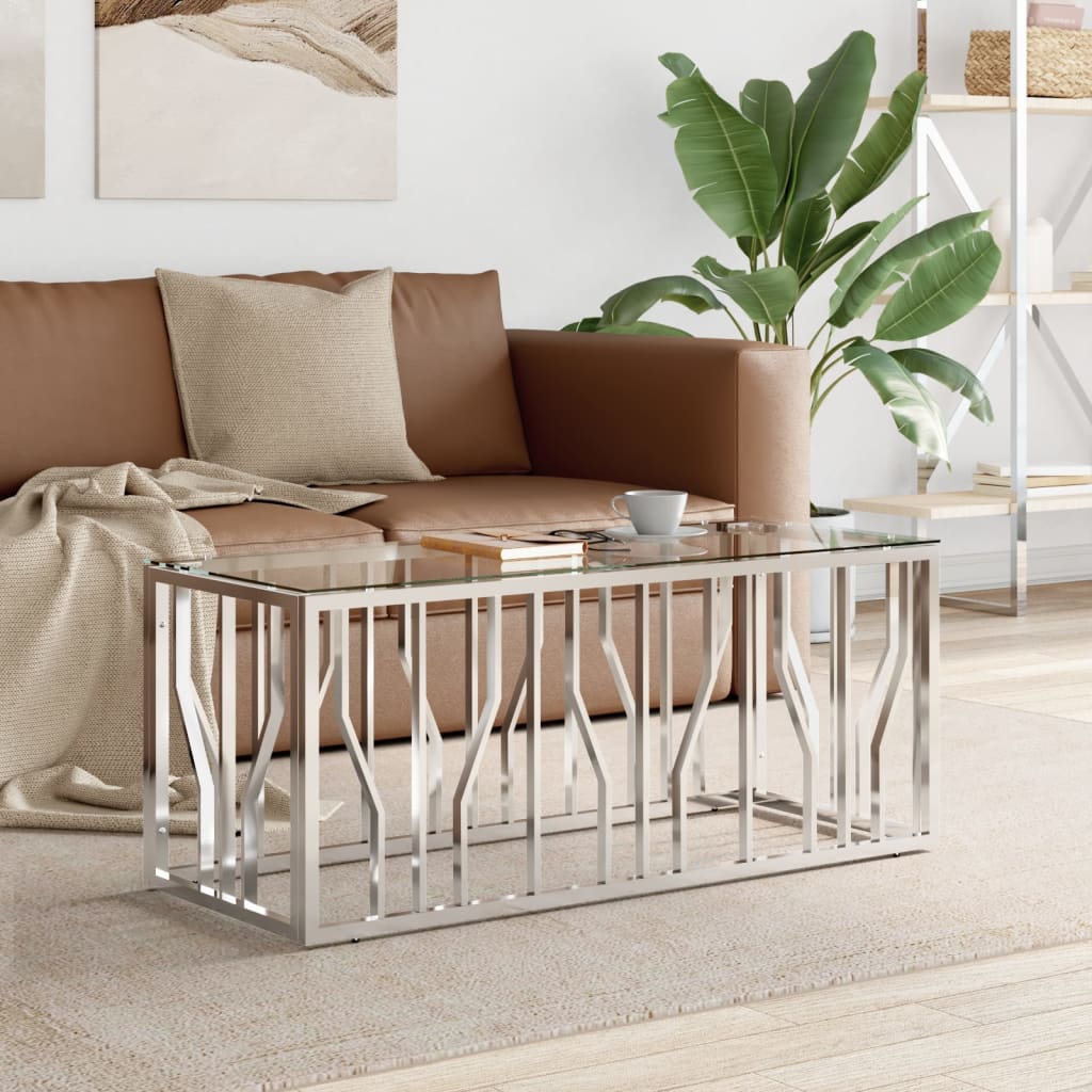 Coffee Table 43.3&quot;X17.7&quot;X17.7&quot; Stainless Steel And