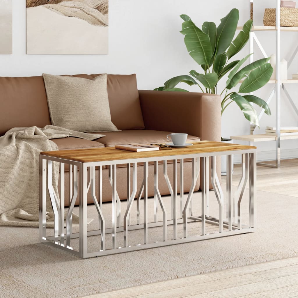 Coffee Table 43.3&quot;X17.7&quot;X17.7&quot; Stainless Steel And