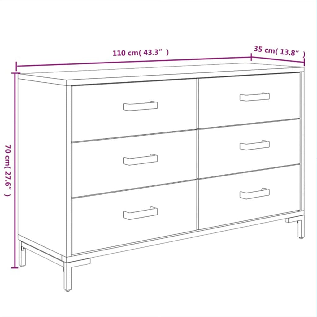 Sideboard 43.3&quot;X13.8&quot;X27.6&quot; Solid Wood Pine