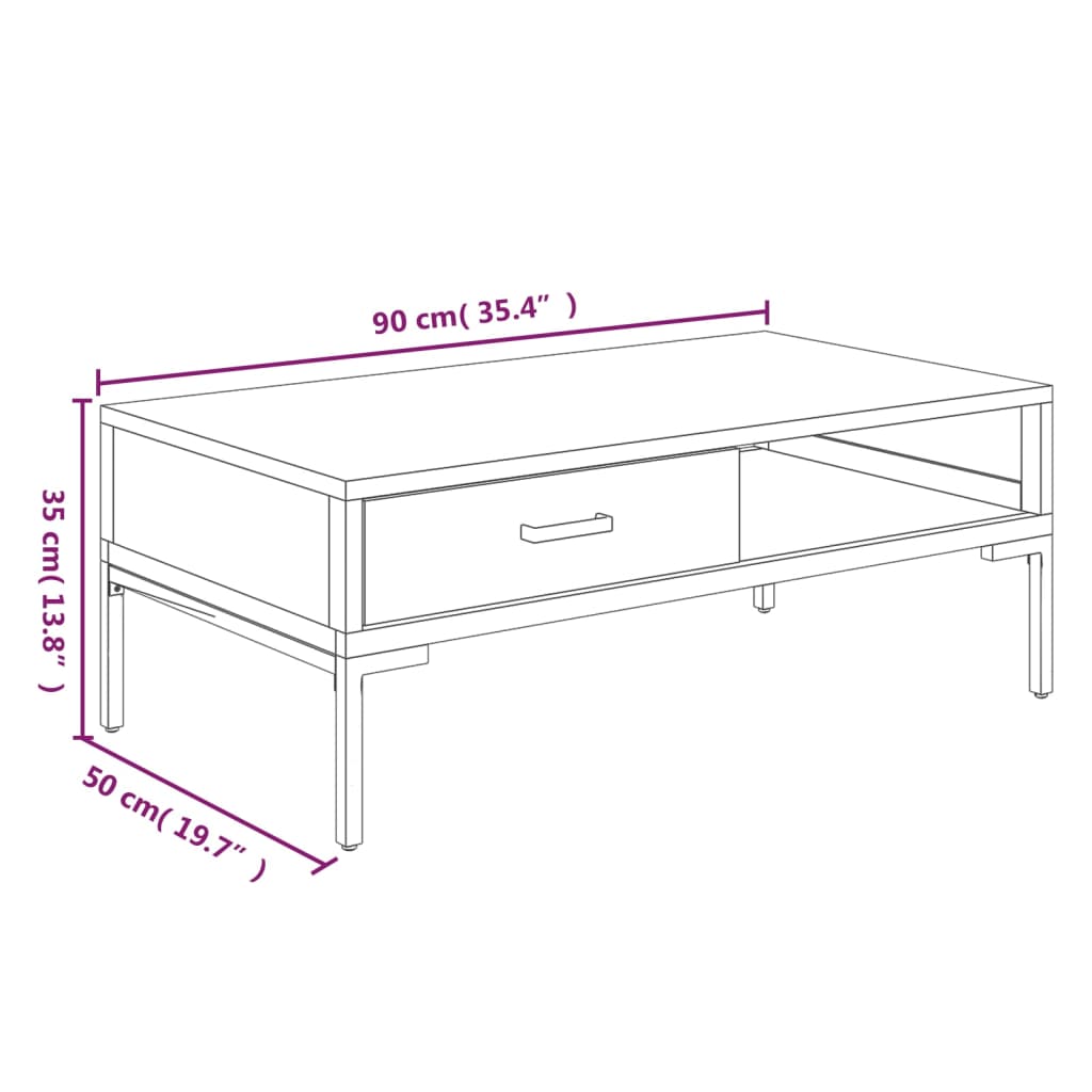 Coffee Table 35.4&quot;X19.7&quot;X13.8&quot; Solid Wood Pine