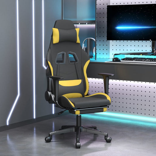 Gaming Chair Black And Yellow Fabric