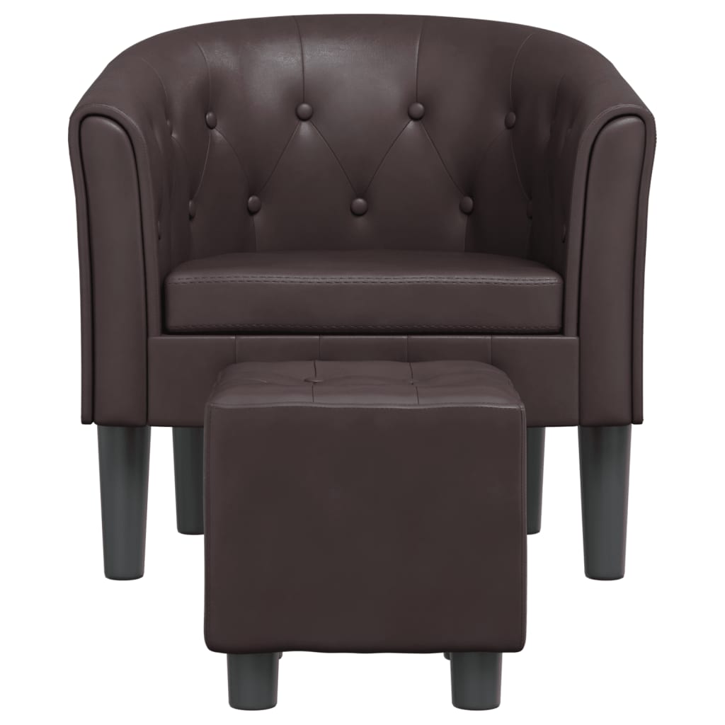 Tub Chair With Footstool Faux Leather