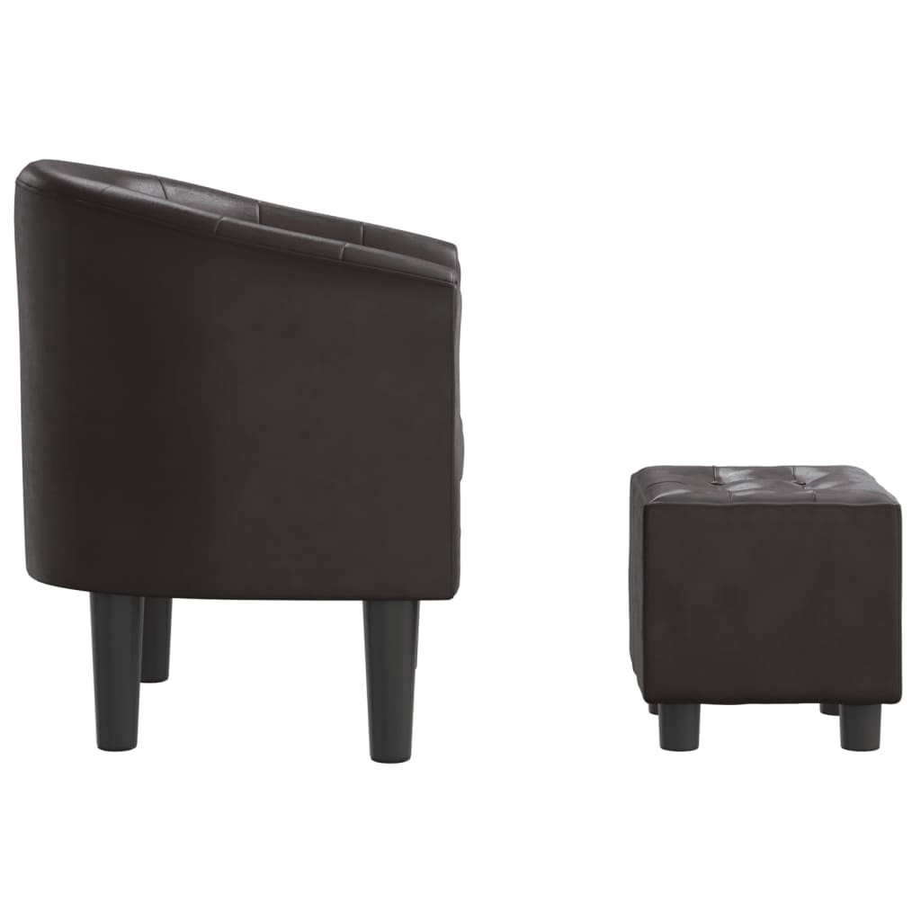 Tub Chair With Footstool Faux Leather