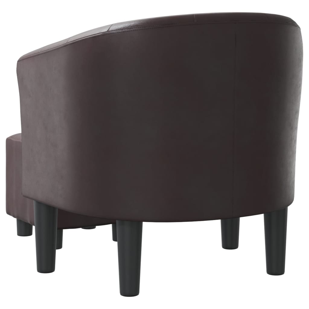 Tub Chair With Footstool Faux Leather