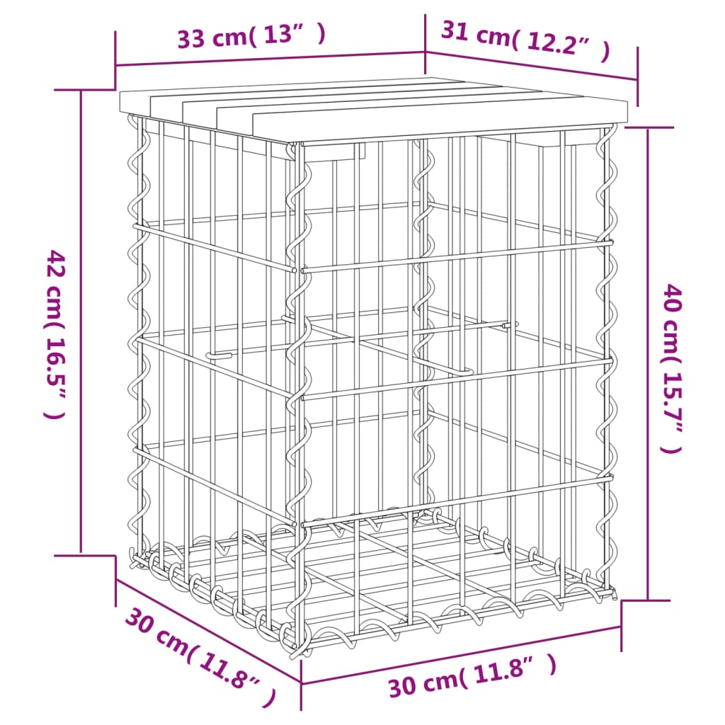 Patio Bench Gabion Design Solid Wood Pine