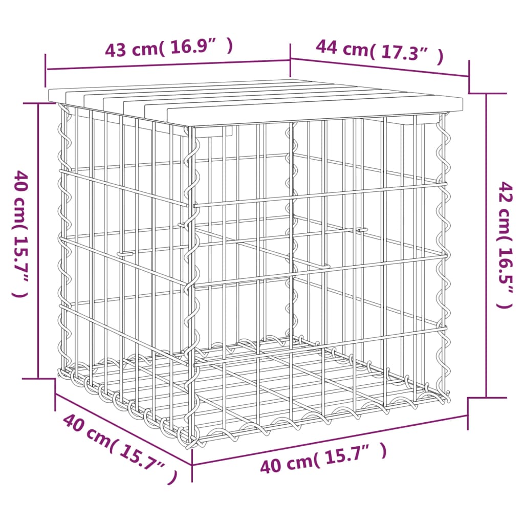 Patio Bench Gabion Design Solid Wood Pine