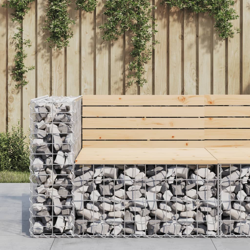 Patio Bench Gabion Design Solid Wood Pine