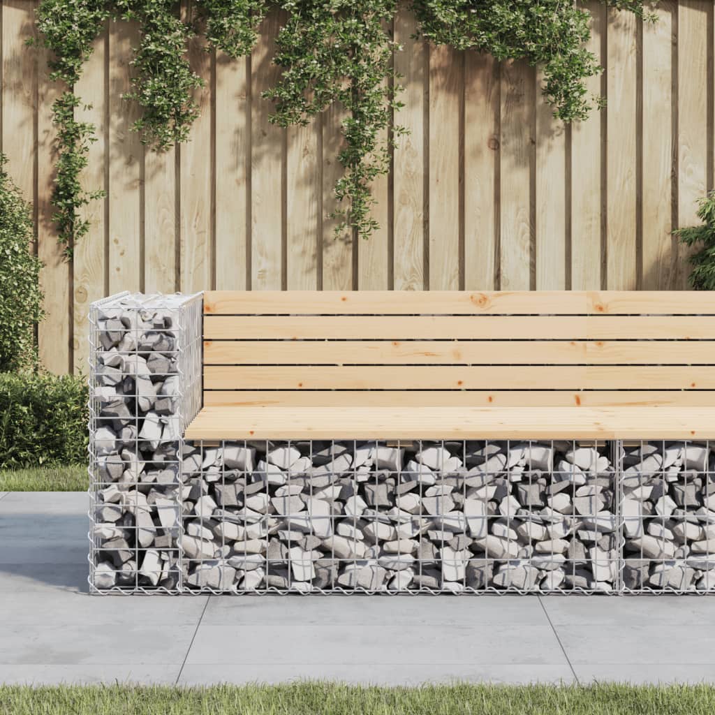 Patio Bench Gabion Design Solid Wood Pine