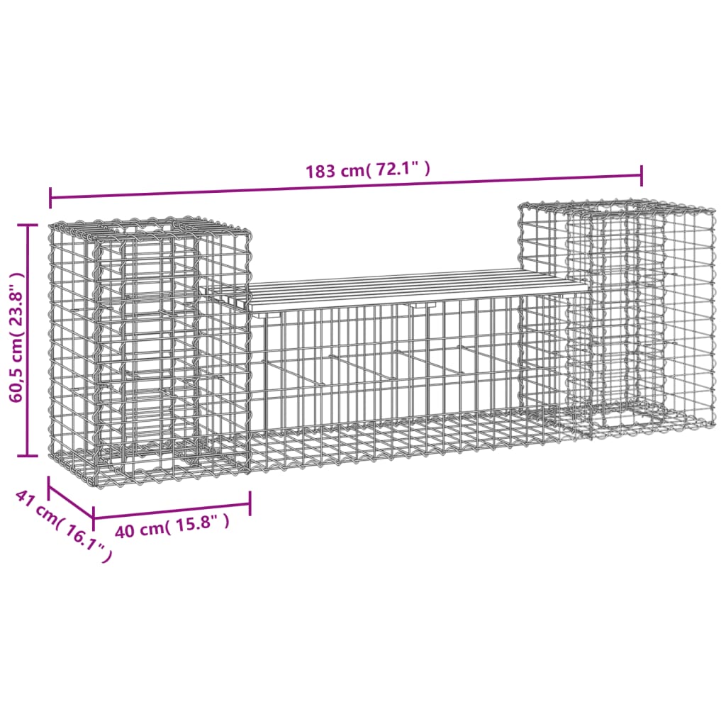 Patio Bench Gabion Design 72&quot;X16.1&quot;X23.8&quot; Solid Wood Pine