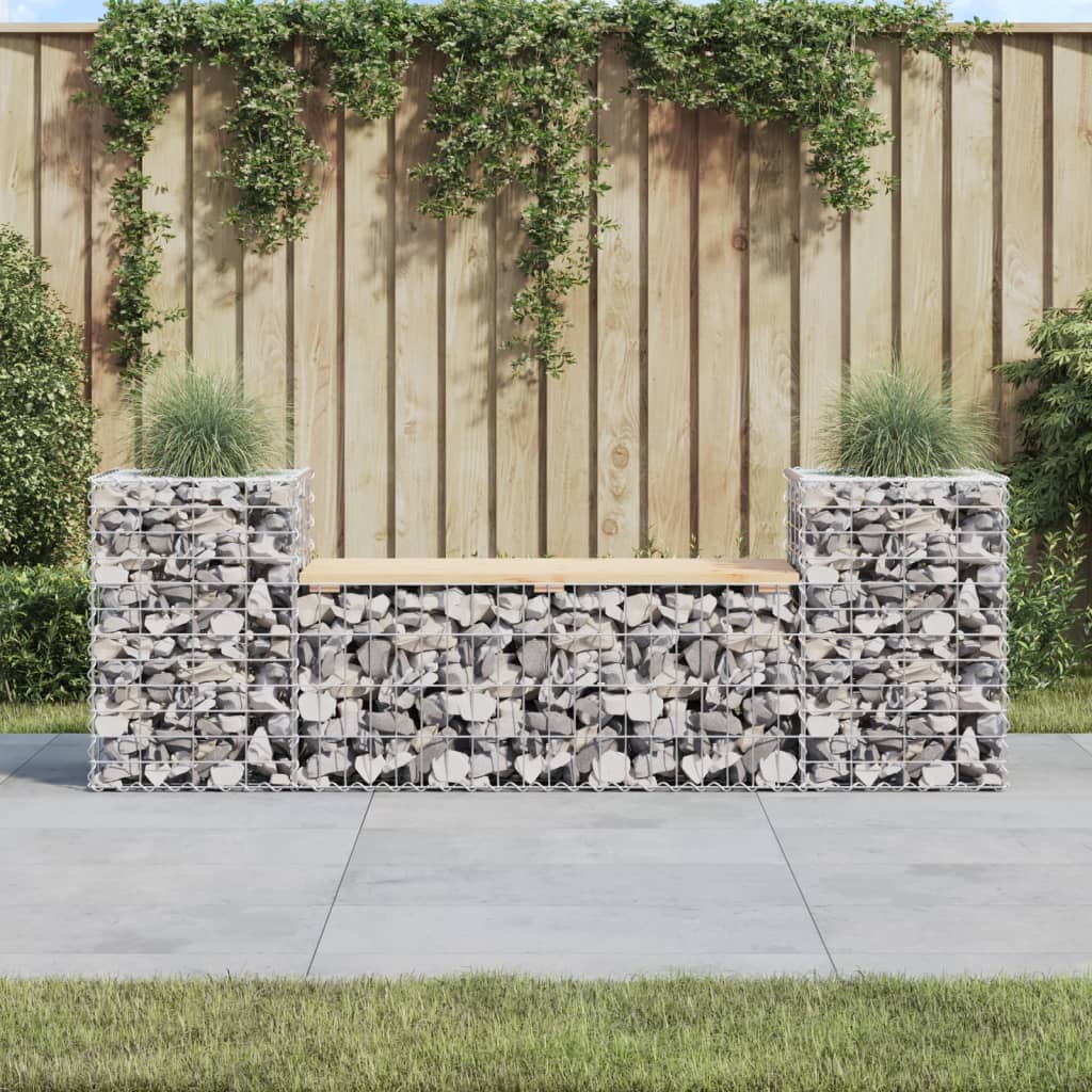 Patio Bench Gabion Design 72&quot;X16.1&quot;X23.8&quot; Solid Wood Pine