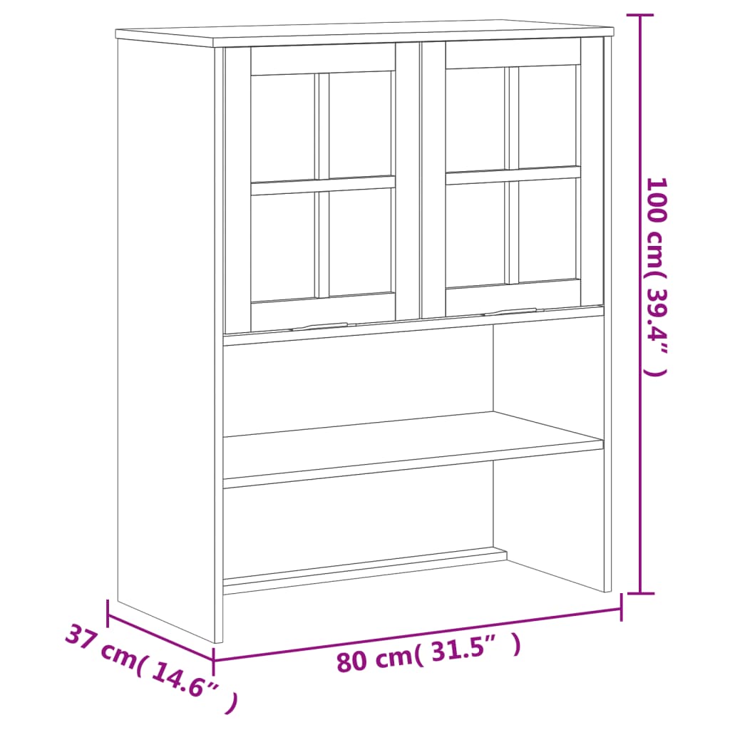 Highboard With Glass Doors Flam 31.5&quot;X15.7&quot;X70.9&quot; Solid Wood Pine