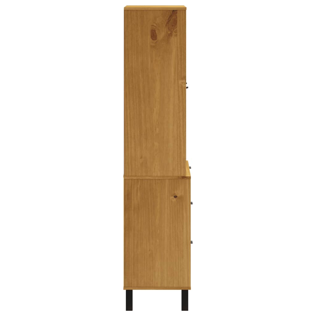 Highboard With Glass Doors Flam 31.5&quot;X15.7&quot;X70.9&quot; Solid Wood Pine