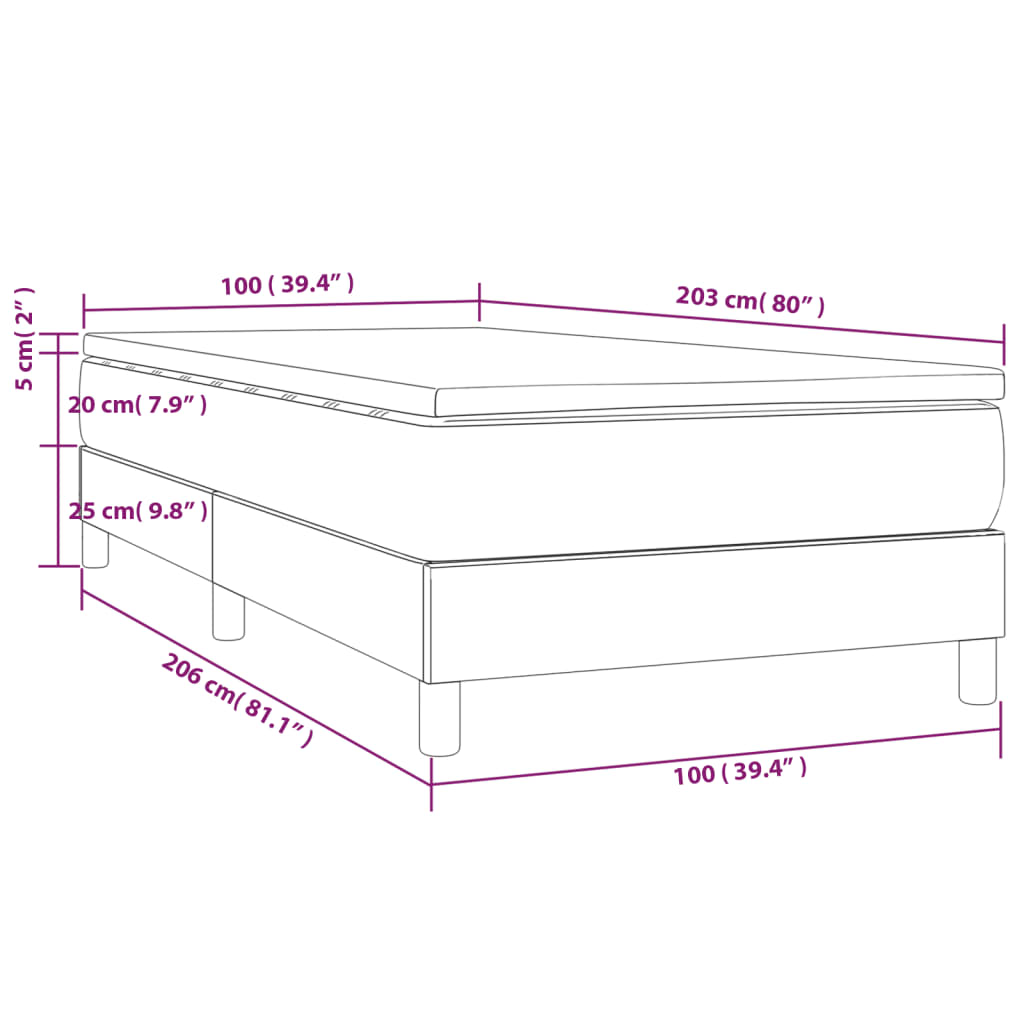 Box Spring Bed With Mattress 39.4&quot;X79.9&quot; Fabric