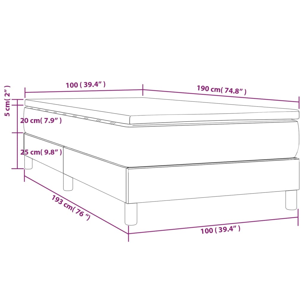 Box Spring Bed With Mattress 39.4&quot;X74.8&quot; Faux Leather